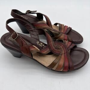 Bass Juliana Boho Wedge Strappy Comfort Leather Braided Sandals Earth Tones 8